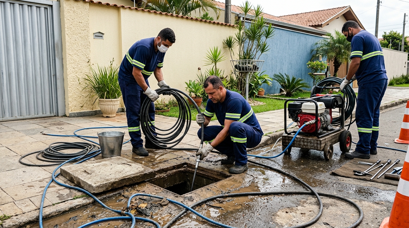 Desentupimento de esgoto residencial em Juiz de Fora-MG