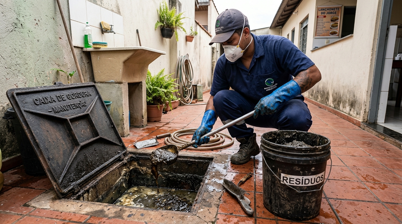 Remoção de lodo de caixa de gordura em Juiz de Fora-MG